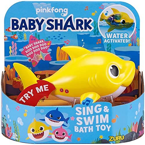Robo Alive Junior Baby Shark Battery-Powered Sing and Swim Bath Toy by ZURU - (Yellow) | Amazon (US)