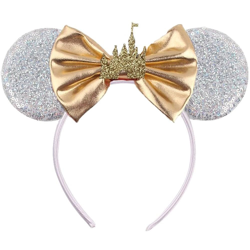 MADO Sparkly Mouse Ears Headband for Women, Girls, and Kids - Silver and Gold Park Ears Headbands | Amazon (US)