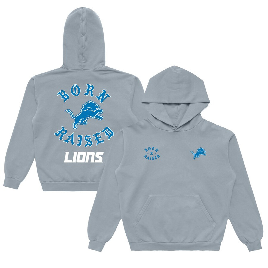 Detroit Lions Born x Raised Unisex Pullover Hoodie - Silver | Fanatics