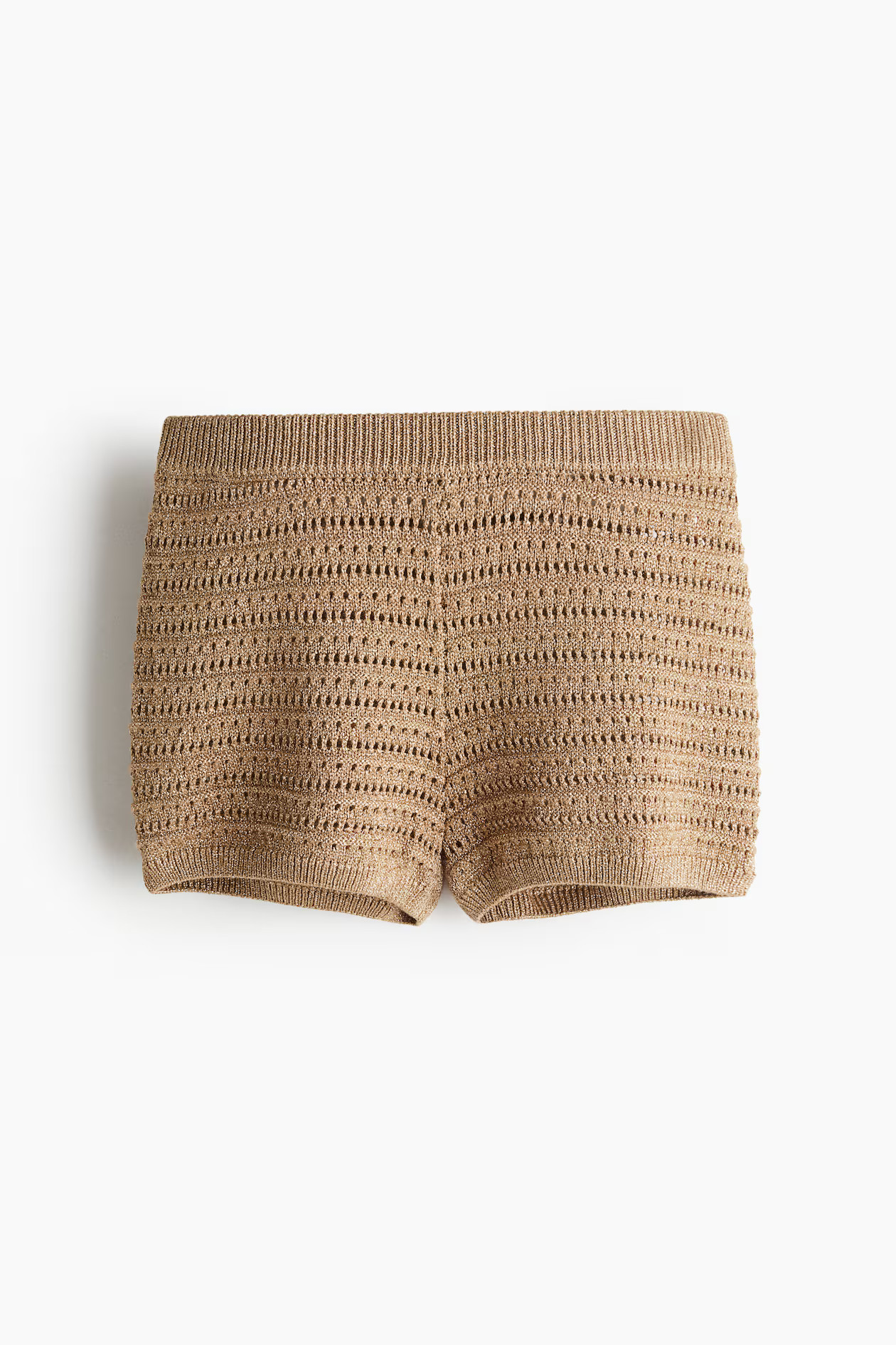 Pantalón corto efecto crochet con brillo - Beige/Brillante - MUJER | H&M ES | H&M (FR, IT, ES, PT, BE)