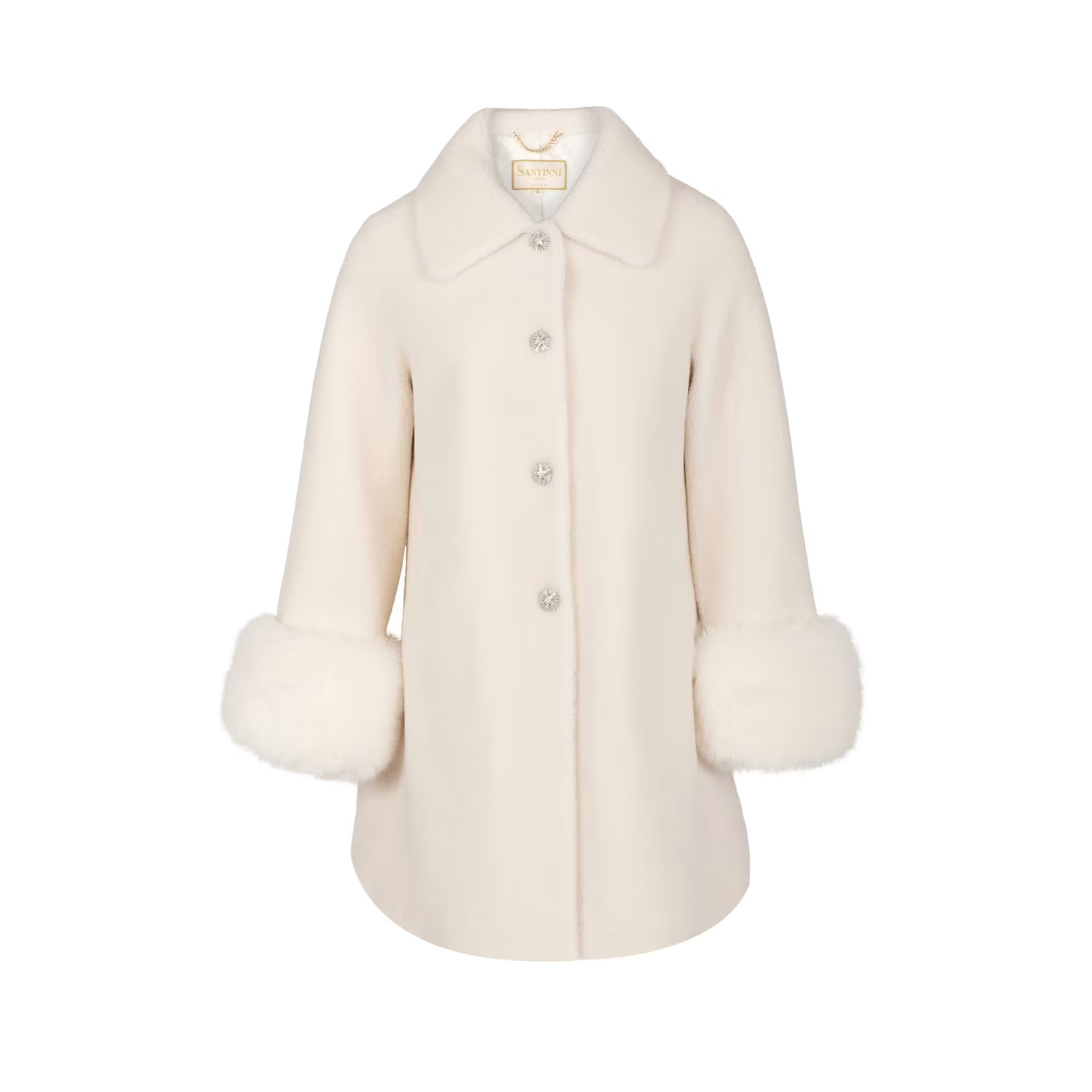 Fairytale Wool & Faux Fur Teddy Coat In Bianco | Wolf & Badger