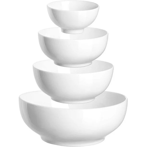 DOWAN Serving Bowl Ceramic, White Mixing Nesting Bowl, 86/36/24/8.5 Ounces Salad Bowls for kitche... | Walmart (US)