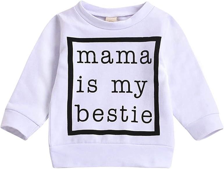 Mama is My Bestie T-Shirt Baby Girls Baby Boy Outfits Long Sleeve Crewneck Pullover Top | Amazon (US)