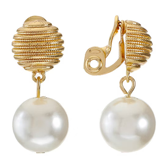 Monet Jewelry Simulated Pearl Clip On Earrings | JCPenney