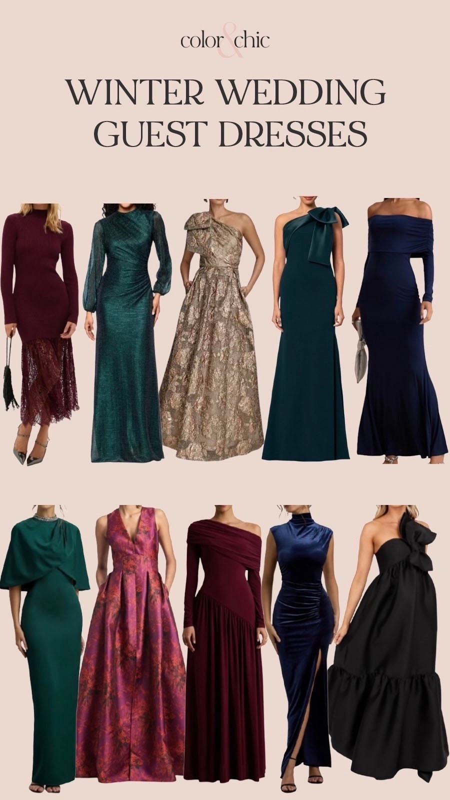 Winter wedding guest dresses that are perfect for guests or for mother of the bride. Love the darker color ways, varying silhouettes, and the long sleeves.  

#LTKWedding #LTKSeasonal #LTKootd