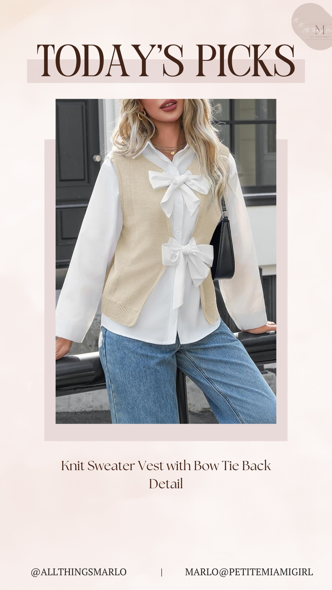 Knit Sweater Vest with Bow Tie Back Detail 

 #LTKSeasonal #LTKWorkwear #LTKTravel