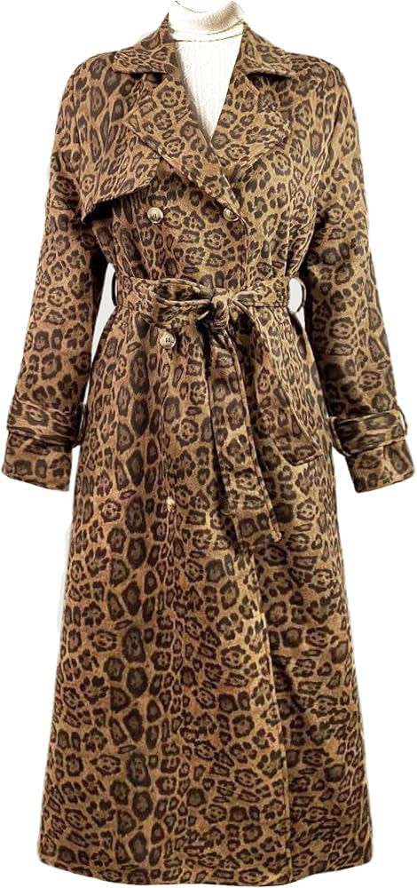 utcoco Womens Faux Suede Long Trench Coat Notched Lapel Double Breasted Pea Coat Overcoat with Be... | Amazon (US)