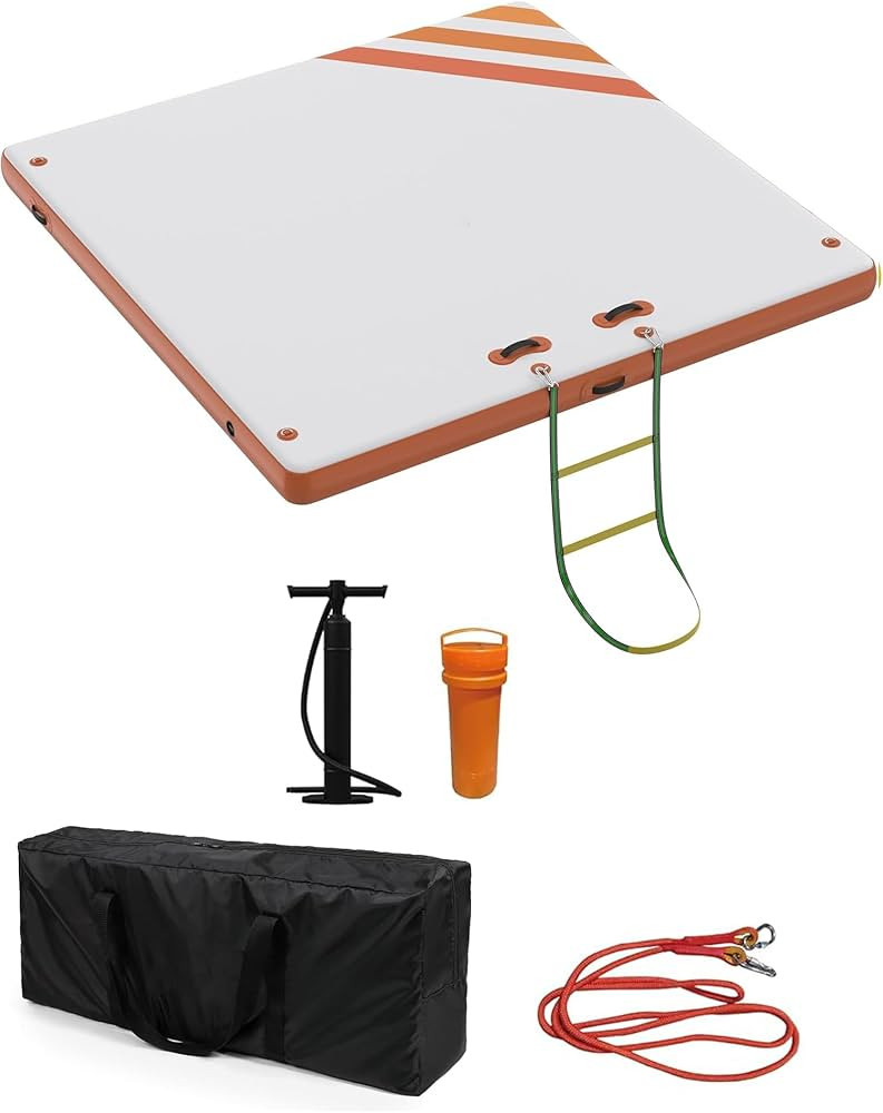 Garvee Inflatable Floating Dock Air Dock Platform Floating Island Raft with Rope Ladder Non-Slip ... | Amazon (US)