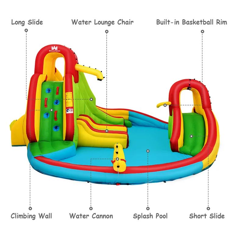 Costway Kids Inflatable Water Slide Park with Climbing Wall Water Cannon and Splash Pool - Walmar... | Walmart (US)