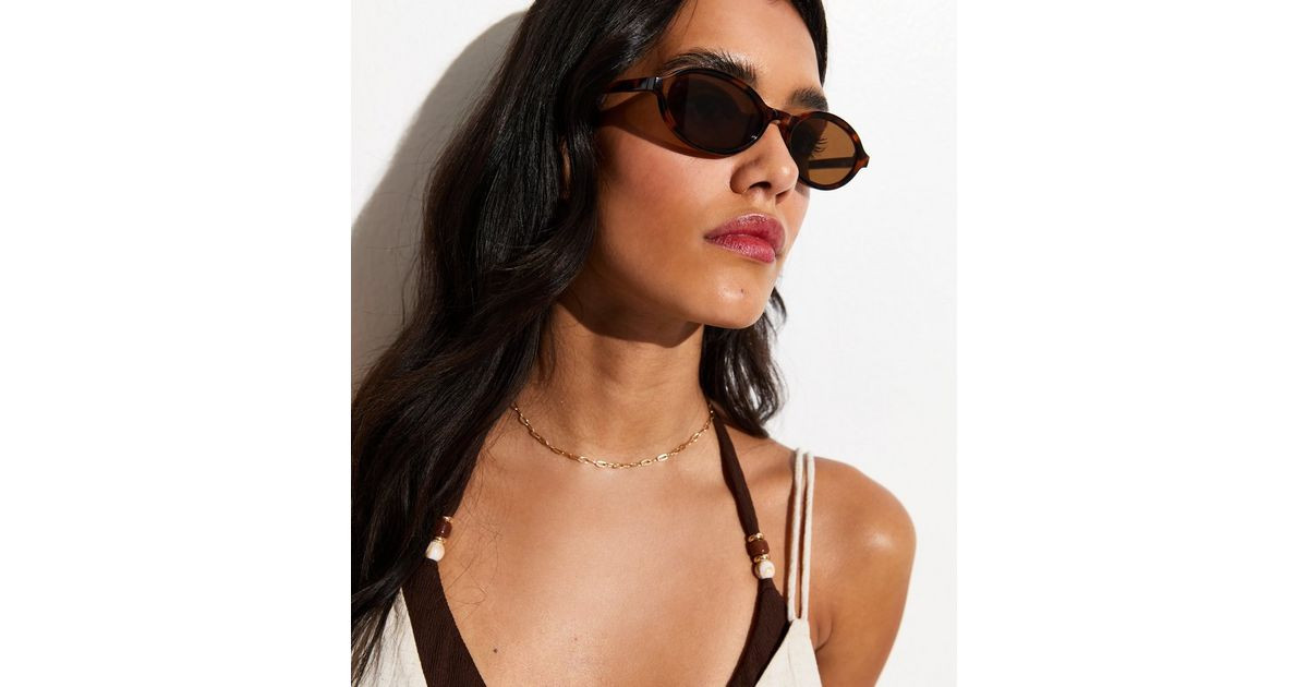 Brown Tortoiseshell Oval Sunglasses | New Look | New Look (UK)