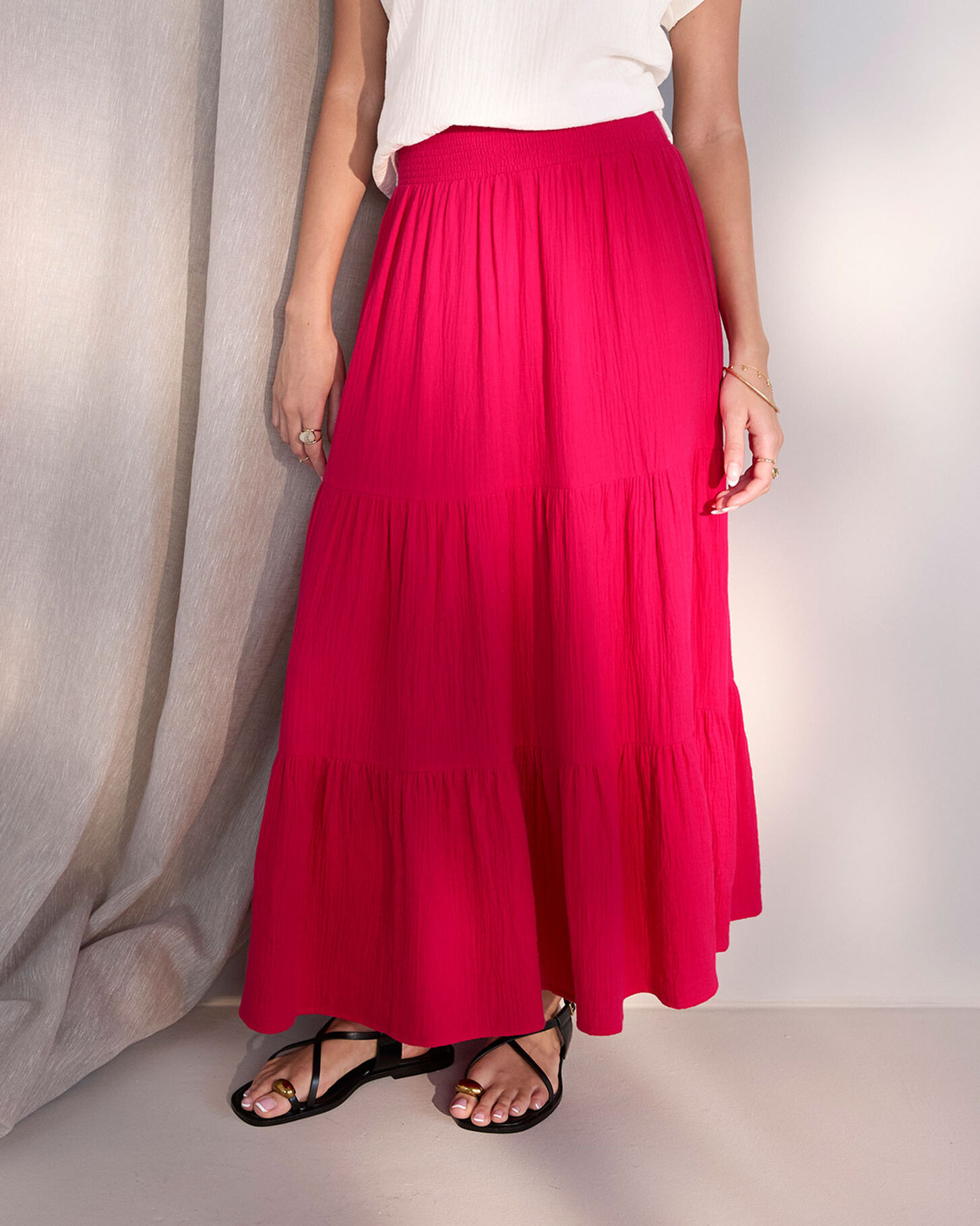 Double Cotton Tiered Maxi Skirt | Cotton Traders (UK)
