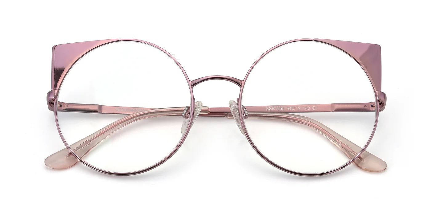 Pink Oversized Hipster Cat-Eye Round Eyeglasses | Yesglasses