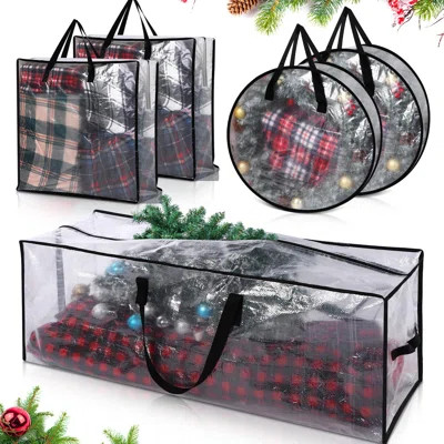 5 Pack Clear Christmas Tree Storage Bag Extra Large Christmas Wreath Garland Packing Tote Moving Bag With Handle Zipper Heavy Duty Storage Container F | Wayfair North America