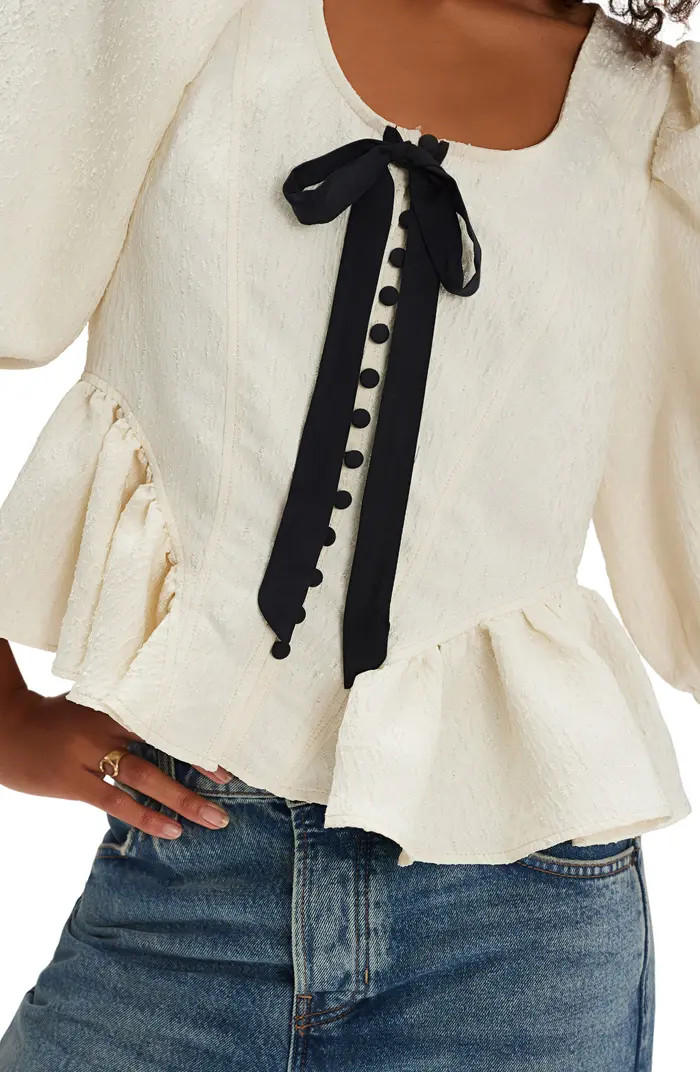 Pamela Embroidered Bow Crop Top | Nordstrom