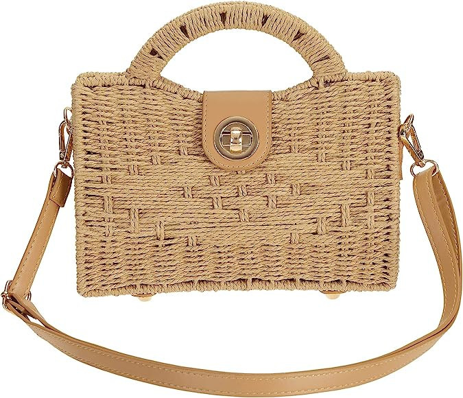 So'each Women Handmade Straw Wicker Woven Purse Boho Crossbody Shoulder Bag | Amazon (US)