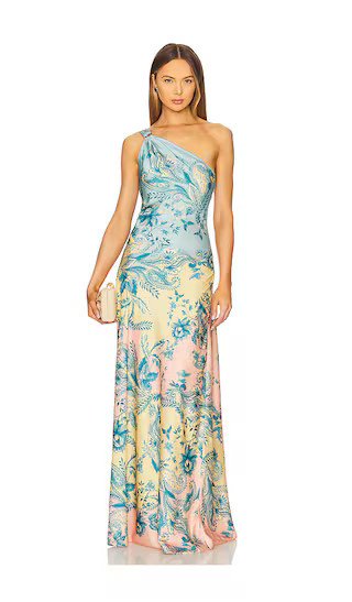 HEMANT AND NANDITA One Shoulder Long Dress in Teal,Yellow. - size XL | Revolve Clothing (Global)