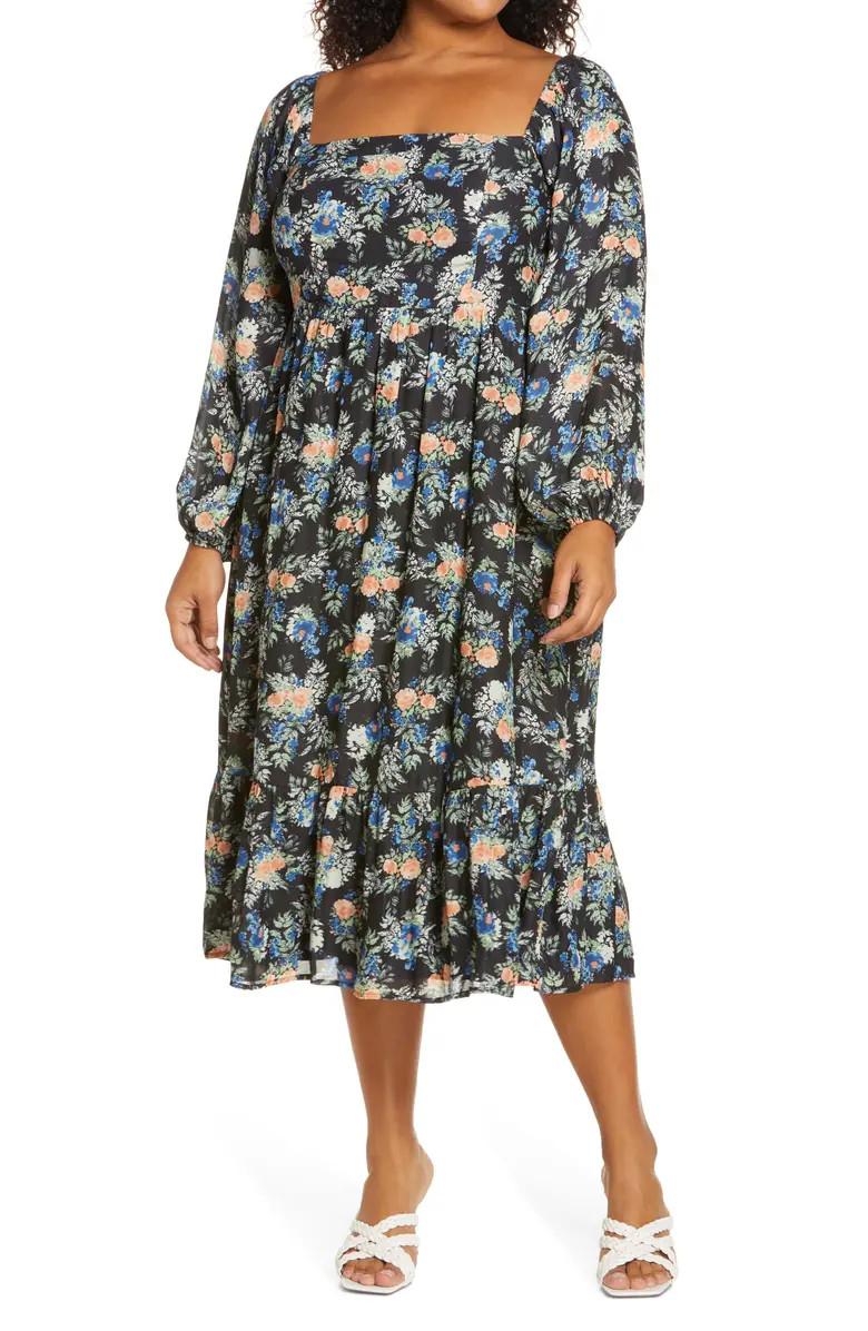 WAYF Floral Tiered Midi Dress | Nordstrom | Nordstrom