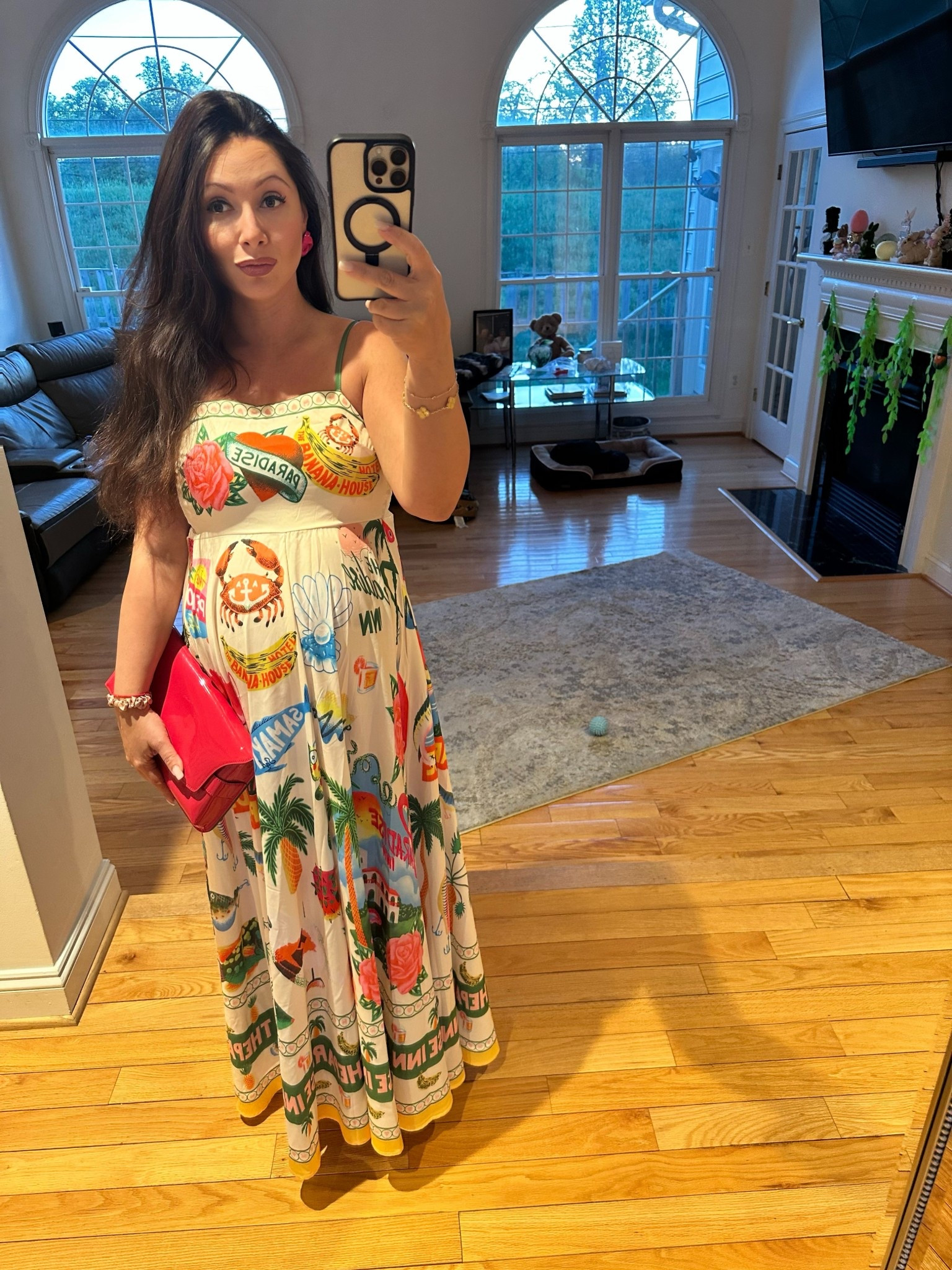 Belly and all, date night outfit! This dress was a little slow to arrive, but I’m so glad I waited - it’s ridiculously pretty and colorful! Plus, it’s a breeze to put on, and it’s the perfect pick-me-up for any day, skinny or fat!

#LTKFindsUnder50 #LTKStyleTip #LTKBump