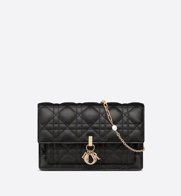 Lady Dior Chain Pouch Black Cannage Lambskin | DIOR | Dior Couture