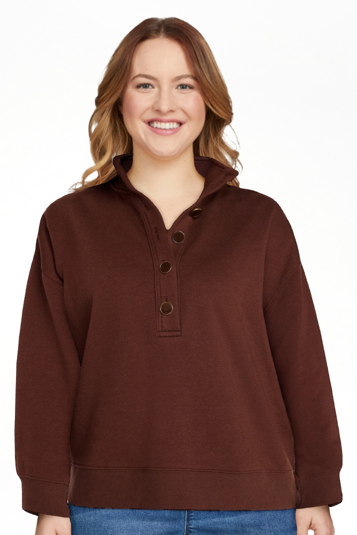 Time and Tru Women's Quarter Button Fleece Top with Long Sleeves, Size XS-XXXL | Walmart (US)