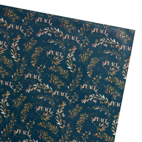 Jumbo Navy Peace Holiday Wrapping Paper Roll | World Market