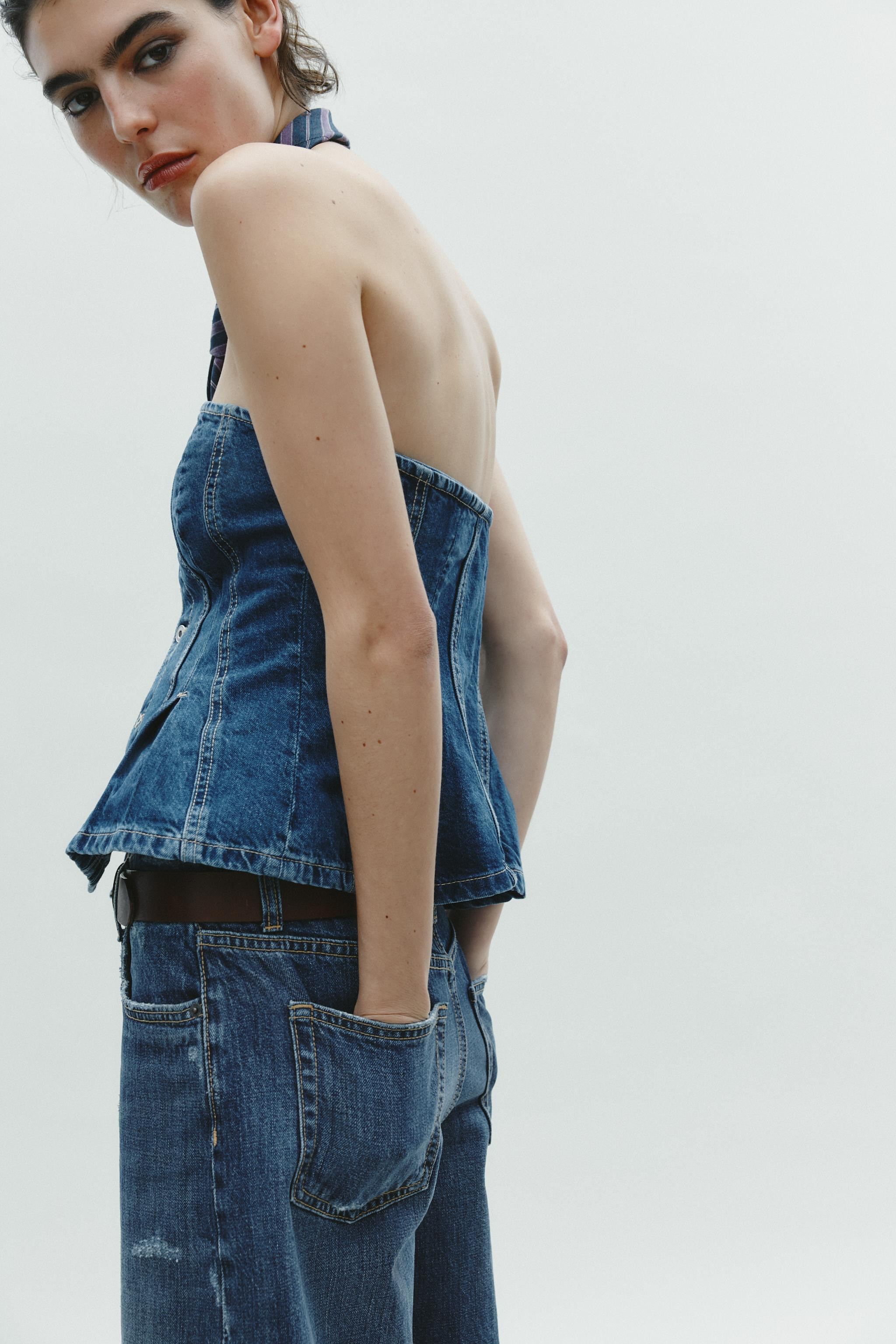 TRF DENIM BANDEAU TOP | Zara US