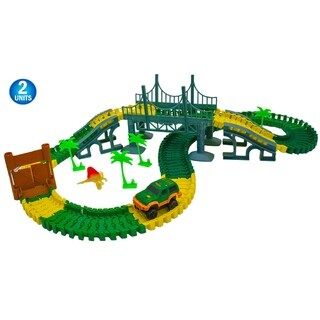 Magic Dinosaur Twisting Race Car Track - Flexible Bending Glow in The Dark Traxs w/ Dino Slot Car -  | Bed Bath & Beyond