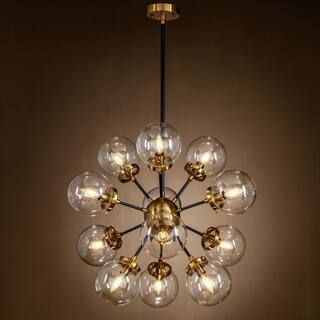 ALOA DECOR 12-Light Globe Bubble Glass Sputnik Brass Chandelier Modern Sparkle Hanging Ceiling Li... | The Home Depot