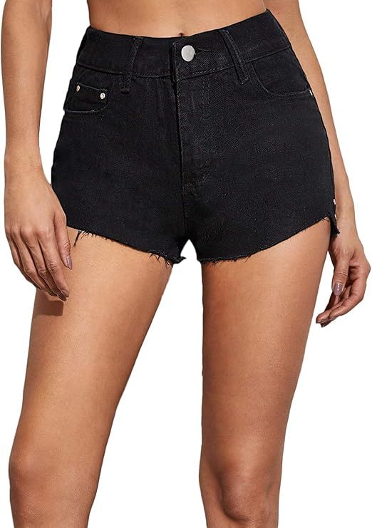 MakeMeChic Women's Cutoff Pocket Distressed Ripped Jean Denim Shorts | Amazon (US)