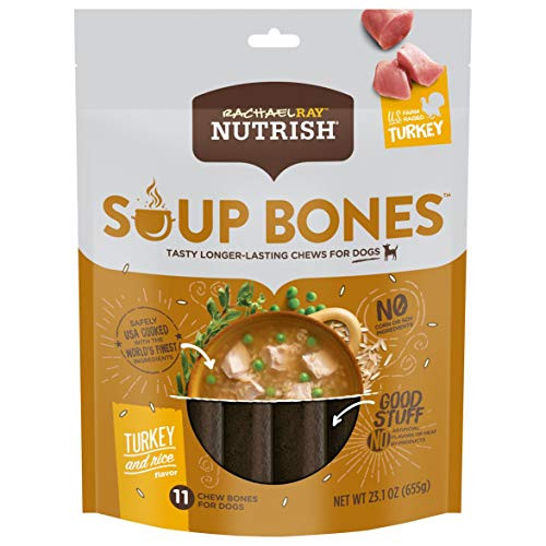 Rachael Ray Nutrish Soup Bones Dog Treats, Turkey & Rice Flavor, 11 Bones | Amazon (US)