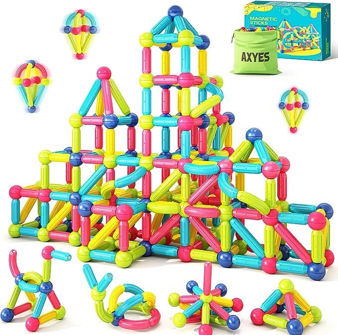 AXYES Magnet Toys for 3 Year Old Girls Boys, Educational Preschool Toys Magnetic Blocks for Toddl... | Amazon (US)