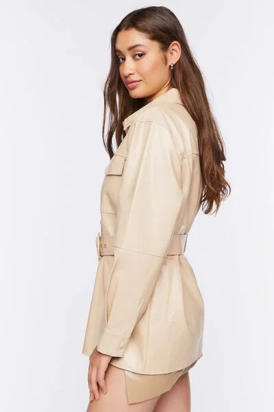 Faux Leather Belted Trench Jacket | Forever 21 | Forever 21 (US)