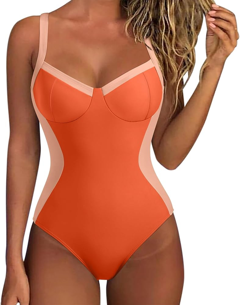 SUUKSESS Womens Tummy Control One Piece Swimsuit Sexy Crisscross Back Bathing Suit | Amazon (US)