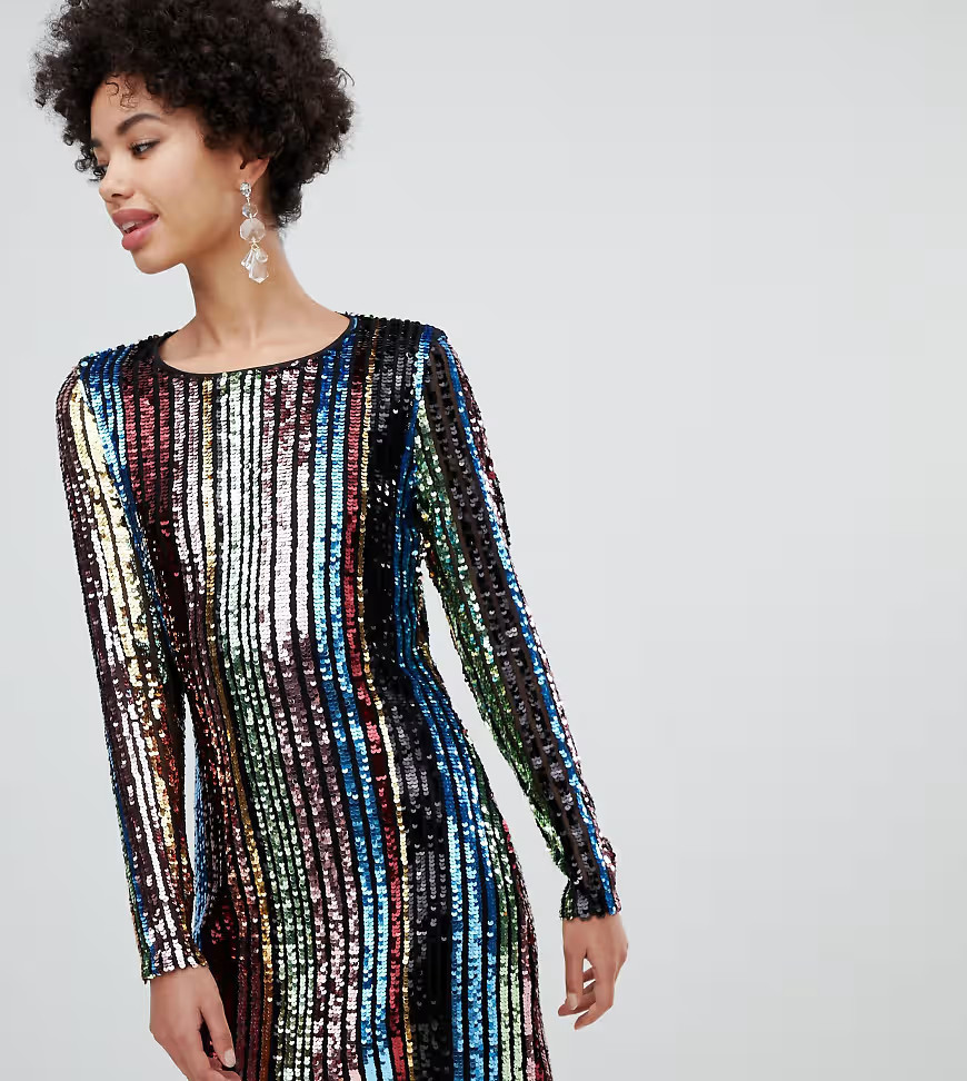 Stradivarius short rainbow sequin dress-Multi | ASOS (Global)