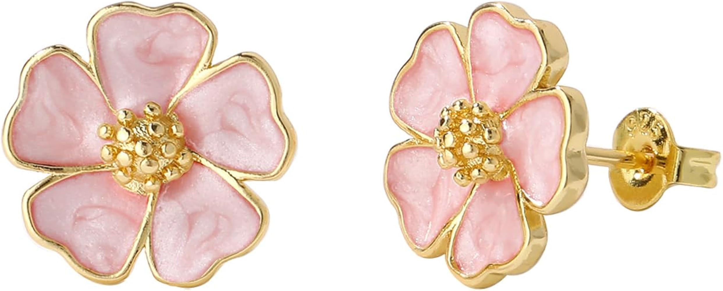 Cute Small Blue 5-Petal Flower Stud Earrings for Women, Unique Statement Flower Earring Lightweig... | Amazon (US)