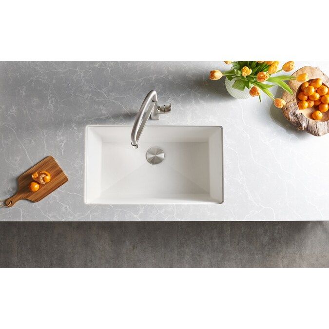 BLANCO Precis 32-in x 19-in White Single Bowl Undermount Residential Kitchen Sink Lowes.com | Lowe's