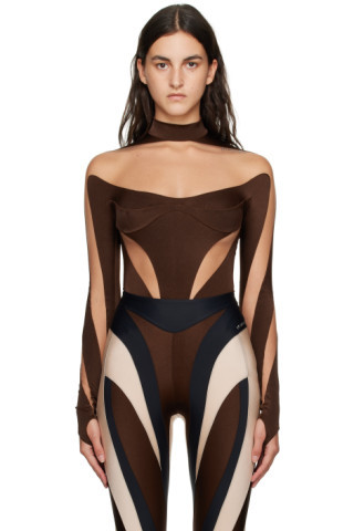 Brown Illusion Bodysuit | SSENSE