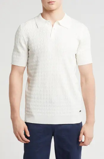 T.R. PREMIUM Textured Sweater Knit Polo in Cream at Nordstrom Rack, Size Xx-Large | Nordstrom Rack