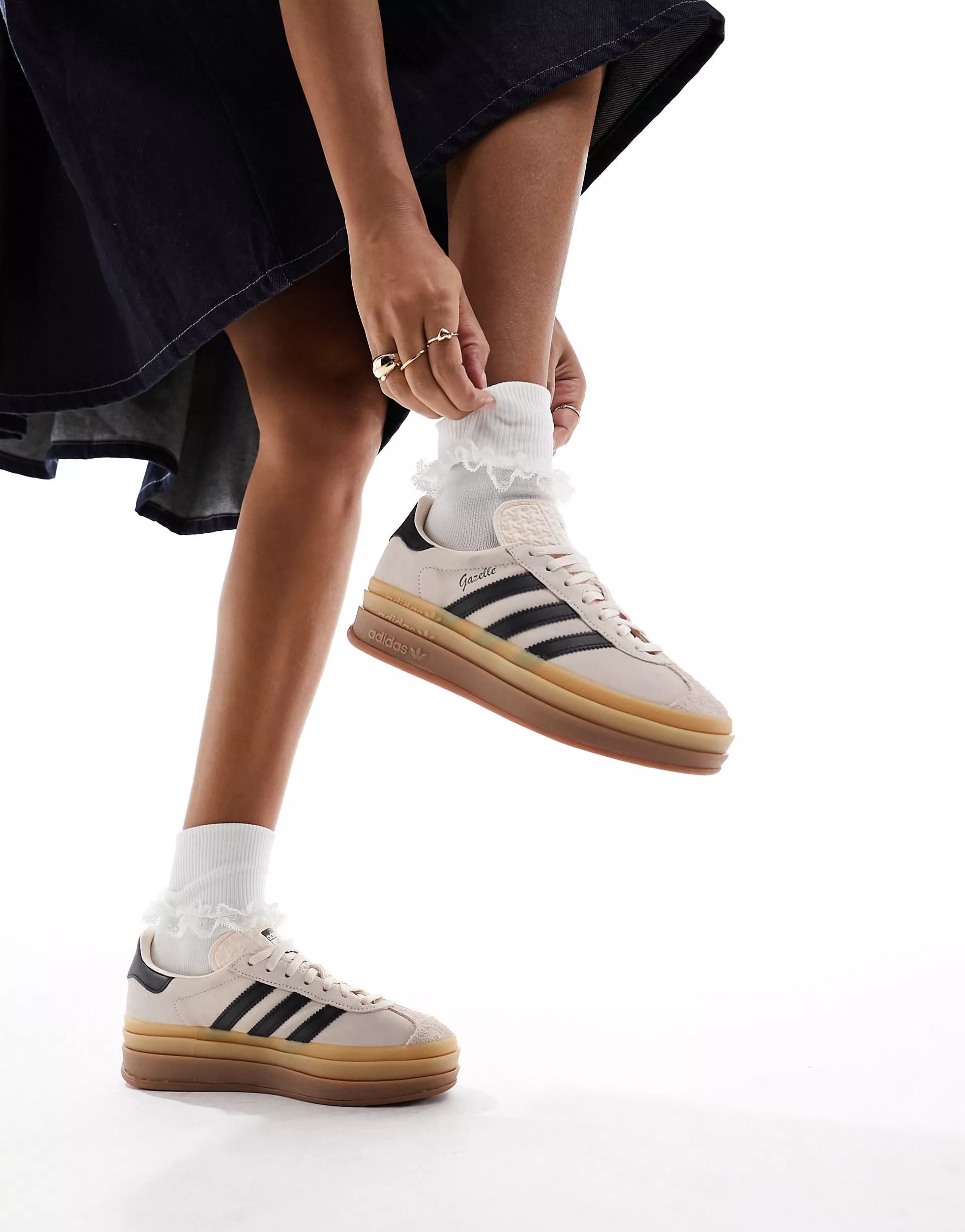 adidas Originals Gazelle Bold trainers in off white and black | ASOS (Global)