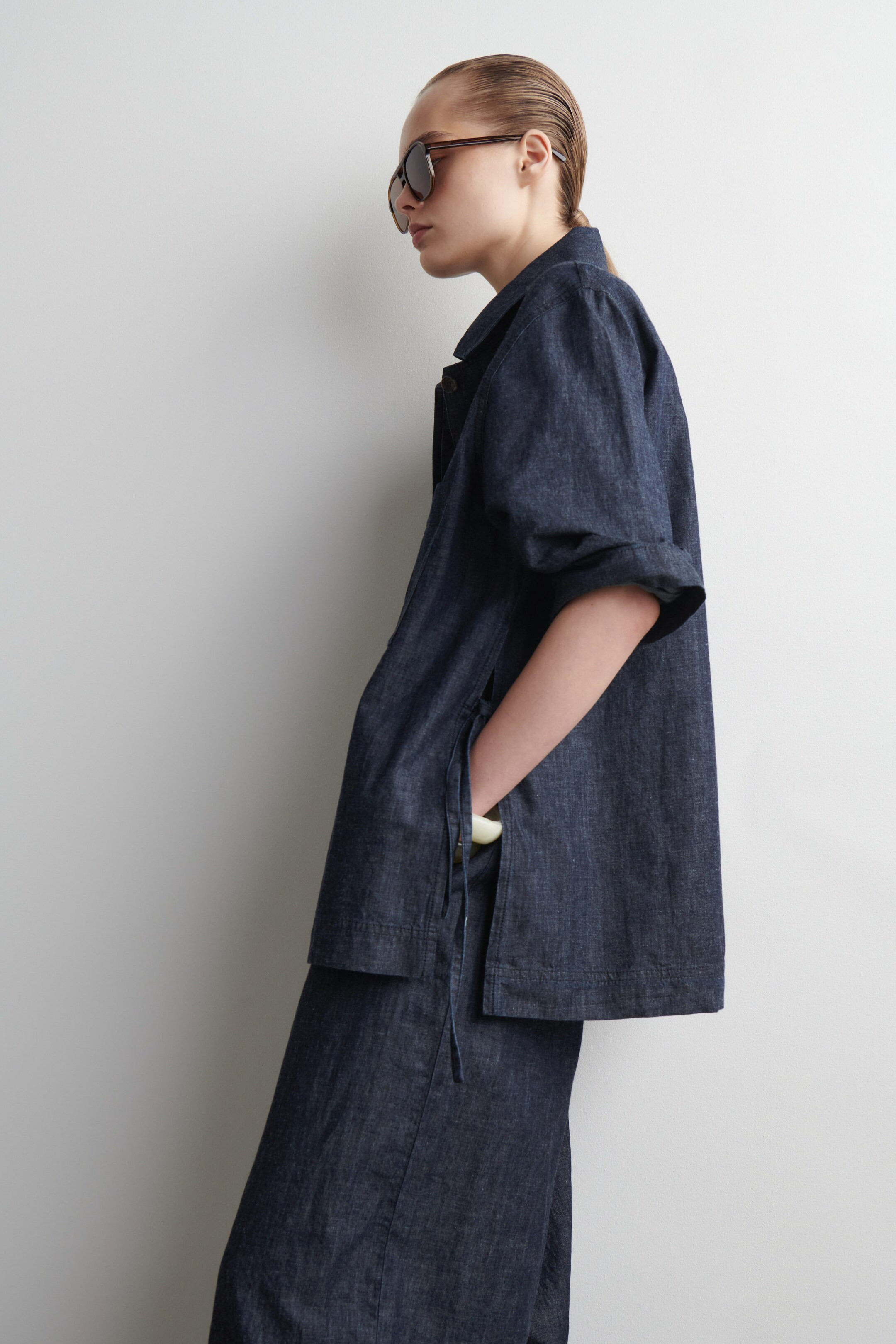 TIE-SIDE DENIM OVERSHIRT - INDIGO | COS UK
