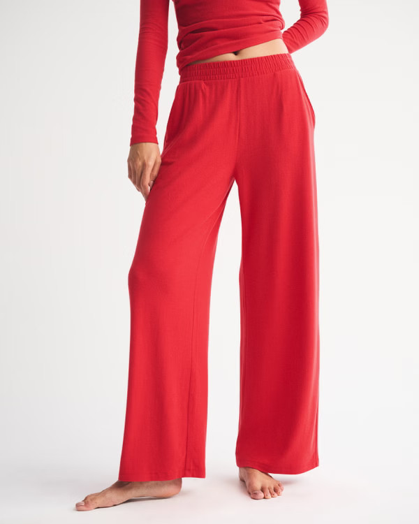 Women's Lounge Brushed Wide Leg Sweatpant | Women's Bottoms | Abercrombie.com | Abercrombie & Fitch (US)