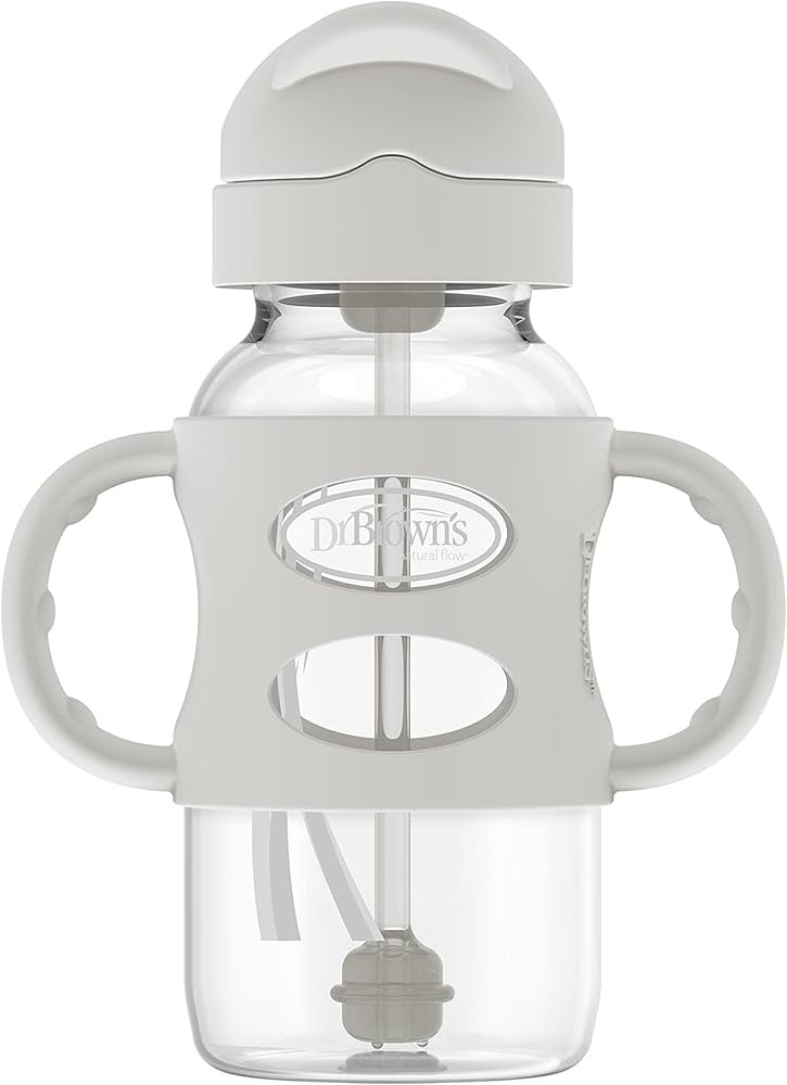 Dr. Brown’s® Milestones™ Wide-Neck Sippy Straw Bottle with 100% Silicone Handles, 9oz/270mL,... | Amazon (US)