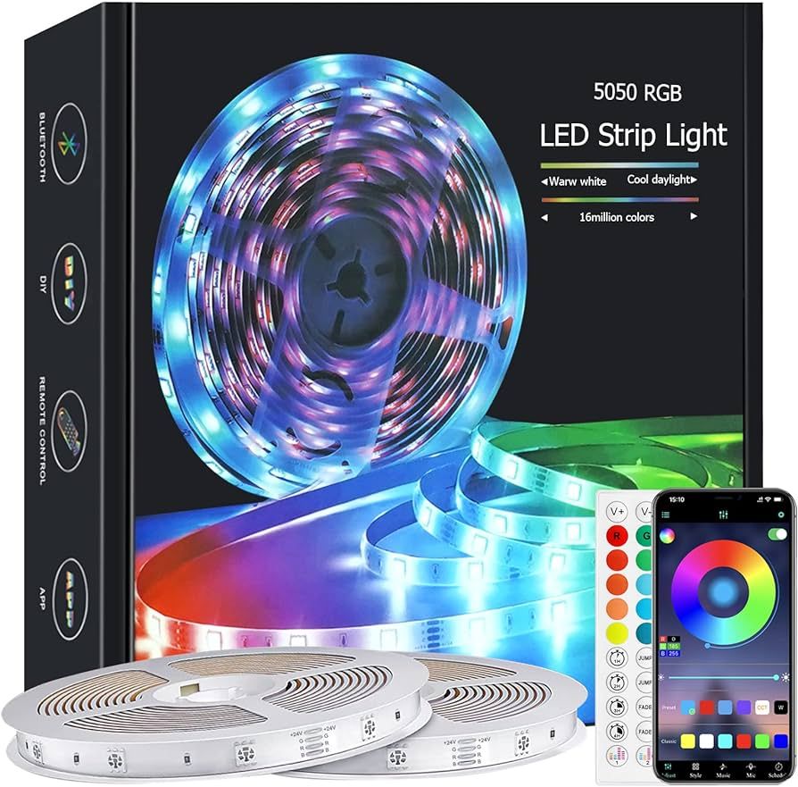 130ft Led Lights for Bedroom, Lxyoug APP Control Music Sync Color Changing,Ultra Long RGB 5050 Le... | Amazon (US)