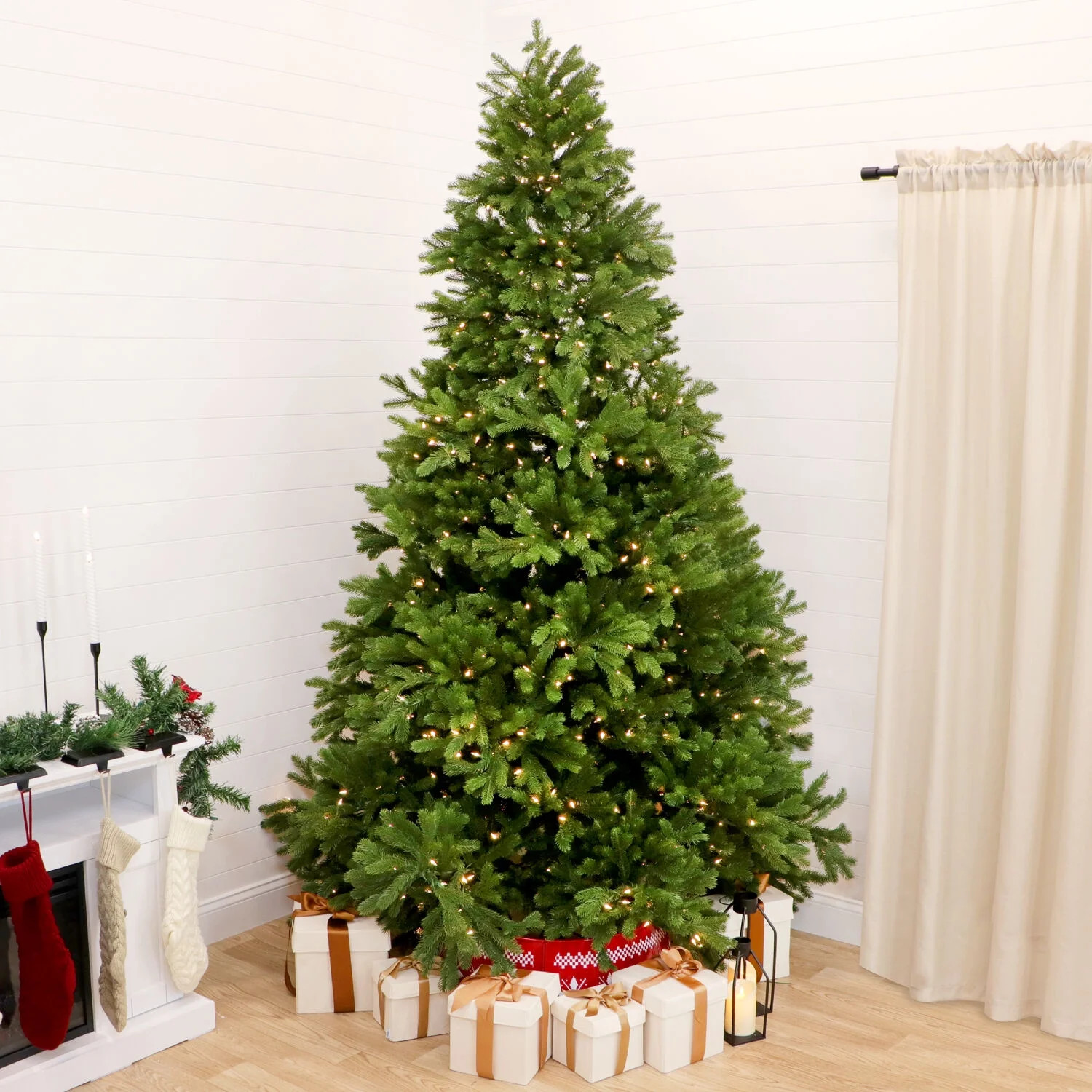 Fraser Hill Farm 8-ft. Asheville Pine Artificial Christmas Tree, 850 Warm White LED Lights - Walm... | Walmart (US)