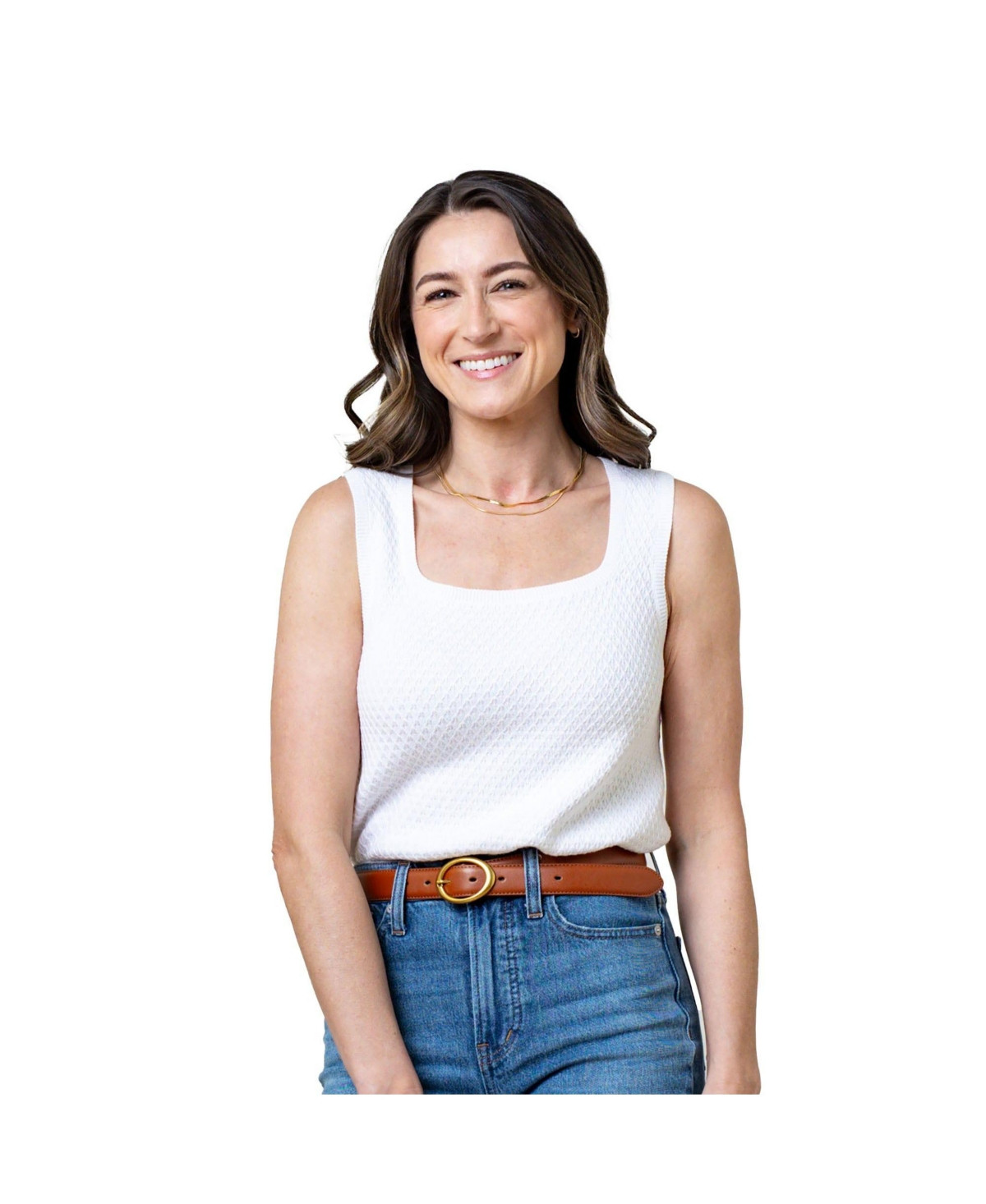 Hope & Henry Women's Organic Scoop Neck Sweater Tank - White diamond | Macy's