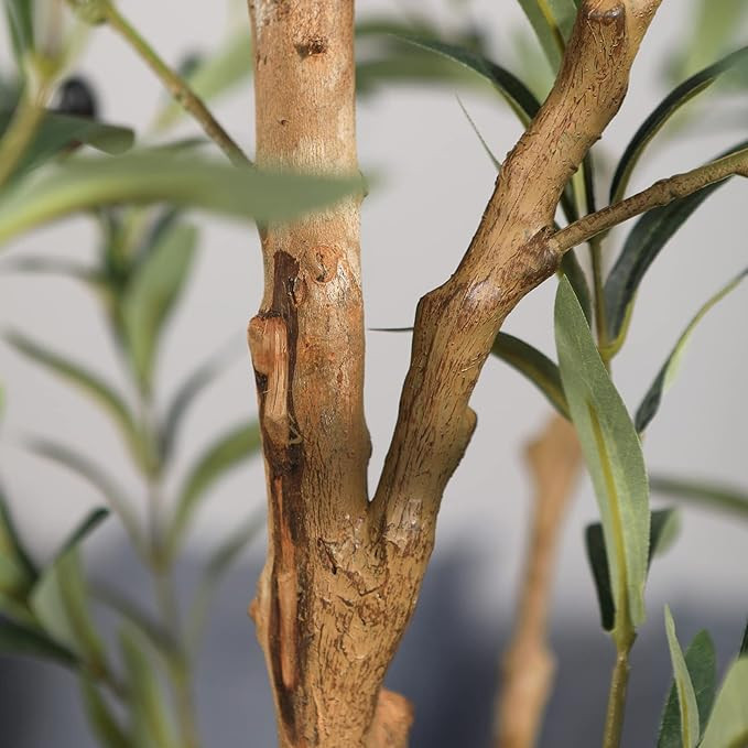 Artificial Olive Tree, 5FT Tall Fake Silk Plants with Natural Wood Trunk Faux Potted Tree for Hom... | Amazon (US)