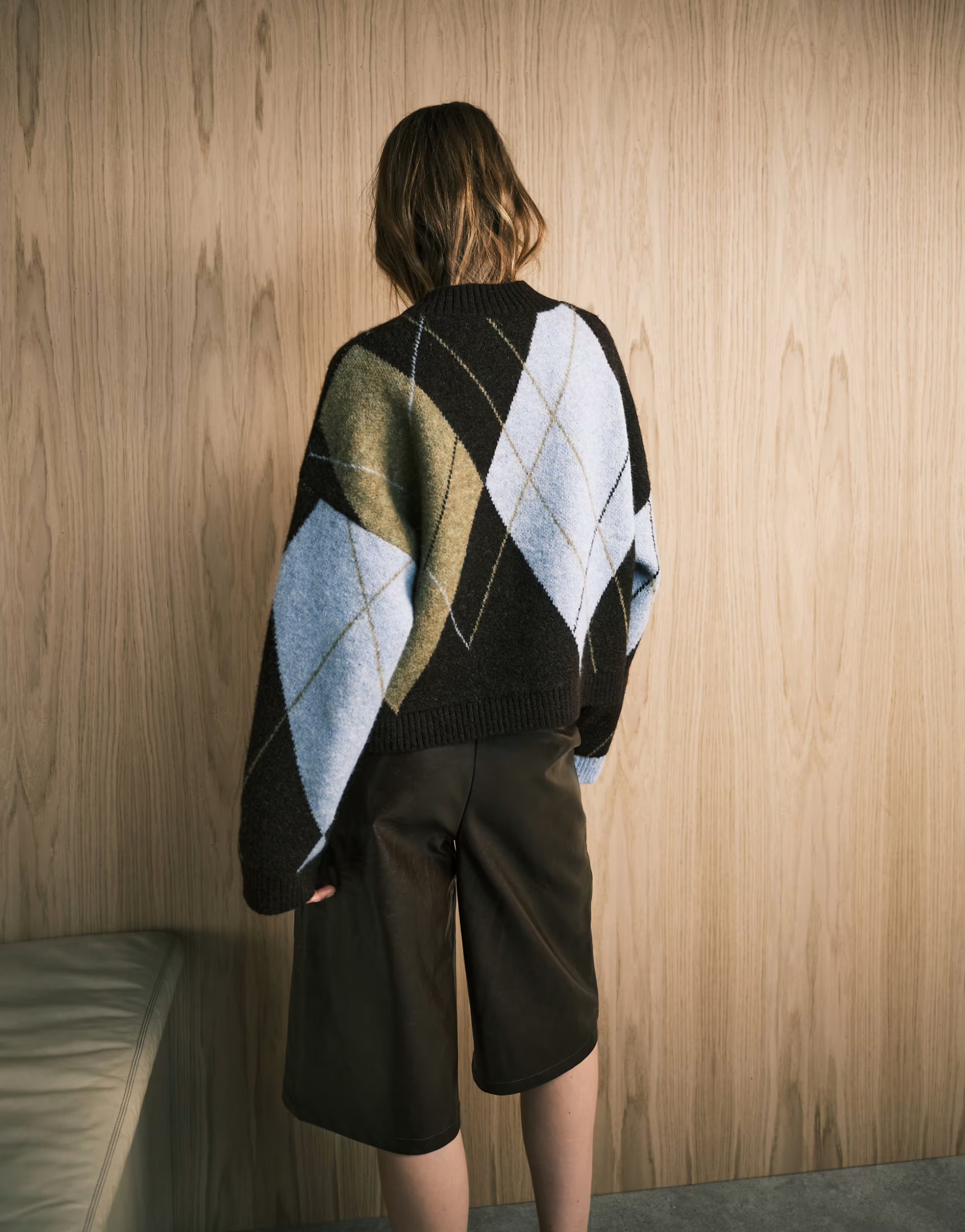 ASOS DESIGN argyle boxy v neck jumper in chocolate | ASOS | ASOS (Global)