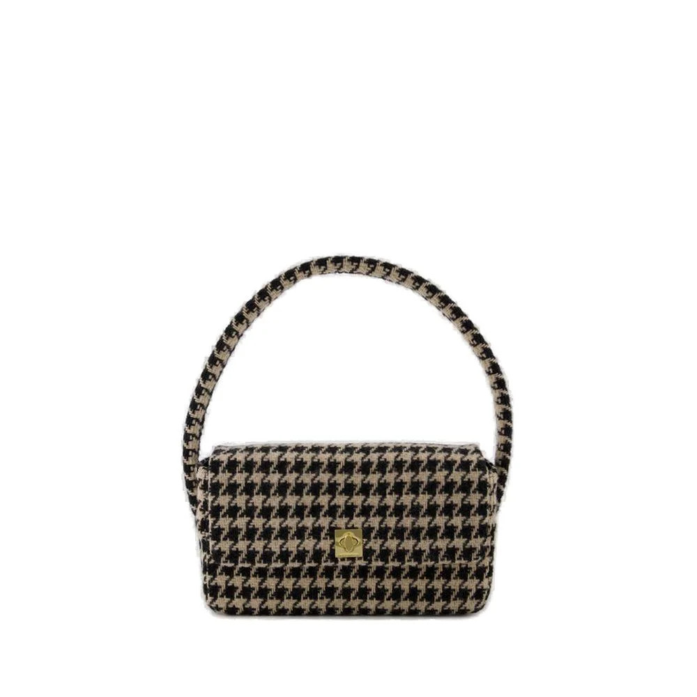 Anine Bing Nico Houndstooth Logo-Engraved Shoulder Bag | Cettire Global