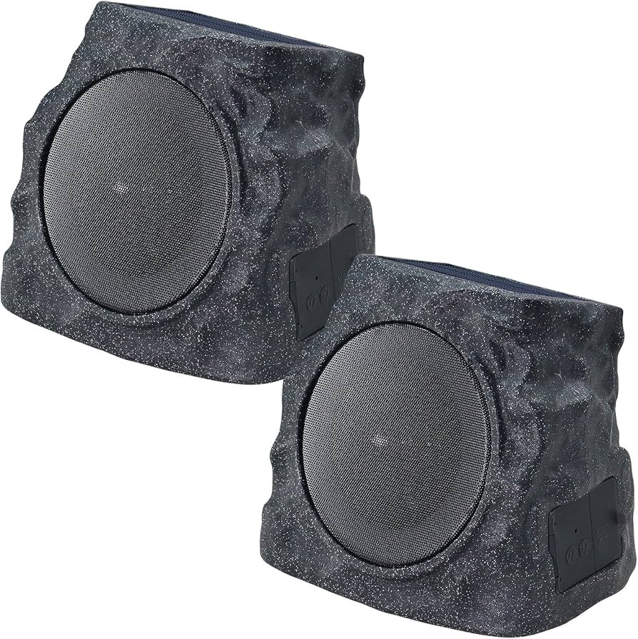 uuffoo 2-Pack Solar Powered Rock Speakers Outdoor Water-Resistant IP44 Rock Speaker with Lights R... | Amazon (US)