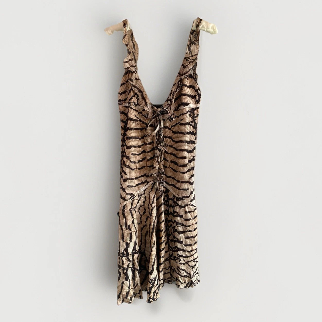 Roberto Cavalli Dress S Silk chiffon Ruffle Animal Print Archive Vintage 2004  | eBay UK | eBay UK